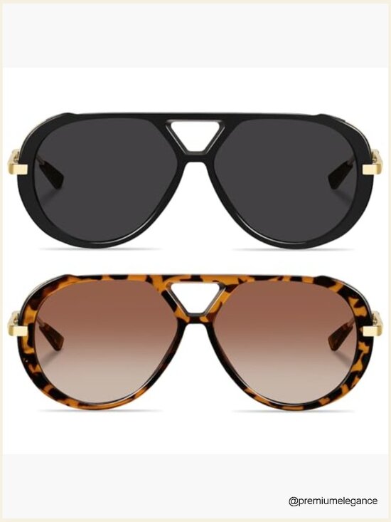 Vintage Retro Aviator Sunglasses for Women Men Large Frame UV Protection main image 3